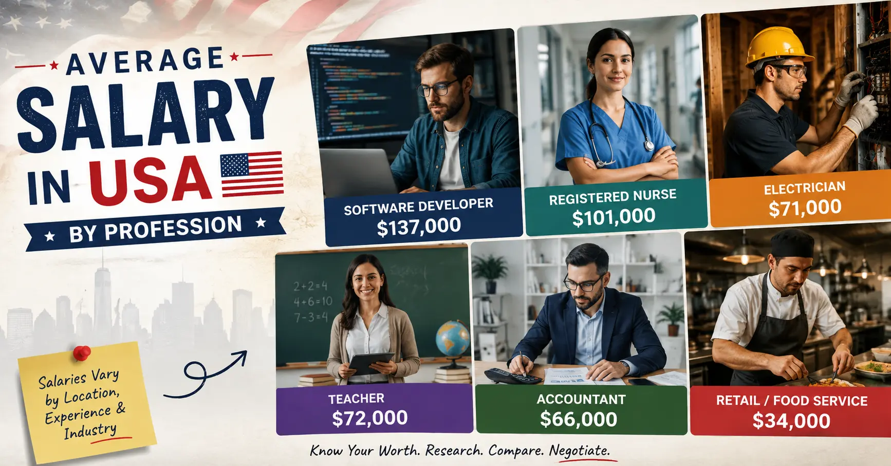 Average Salary In USA By Profession